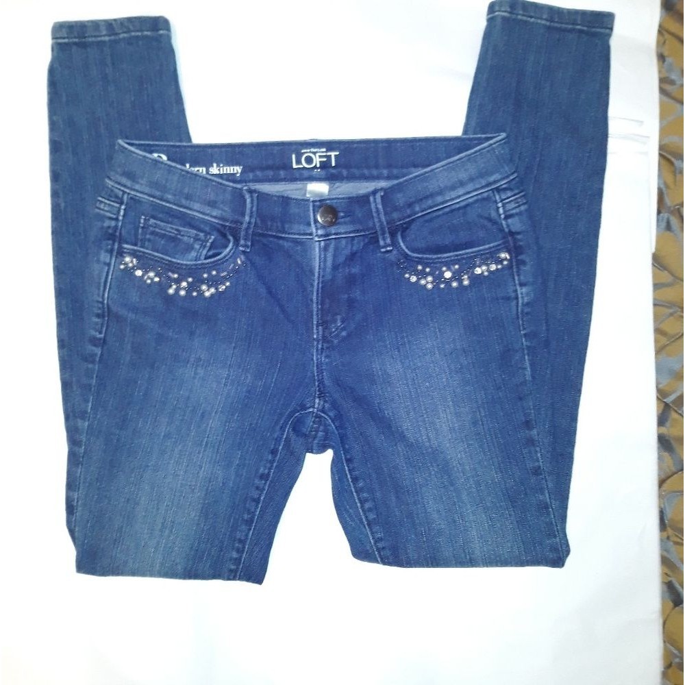 LOFT skinny Jean's with Pearls embellished sz 2